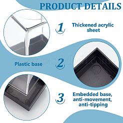 長方形のプラスチック製の収納ボックス  ギフトケース  ブラック  4x4x6.9cm&nbsp;CON-WH0086-122