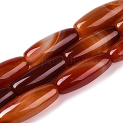 天然瑪瑙染めビーズ連売り  ライス  チョコレート  39.5~41x11~15mm  穴：3mm  約10個/連  15.35~16''（39~40センチメートル）&nbsp;G-T138-230E