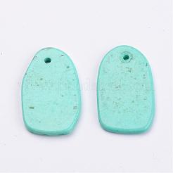 天然石ハウライトペンダント  染め  ナゲット  ターコイズ  20~21x12~14x1~3mm  穴：1mm&nbsp;TURQ-G929-A04