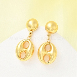 女性用楕円形 304 ステンレススチール スタッド イヤリング  ゴールドカラー  32x15mm&nbsp;EJEW-A125-39G