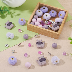 DIY メイキングキット 44個  シリコンフォーカルビーズ14個を含む  10個の鉄ラインストーンスペーサービーズ  アクリルビーズと模造ミンクファーのヨーロッパビーズ  ミックスカラー  10~26mm  穴：2~4mm&nbsp;DIY-TA0013-66