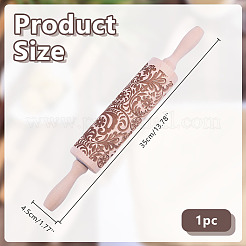 雪の結晶模様の木製麺棒  エンボスクッキーを焼くための生地ローラー  キッチンツール  モカシン  305x45mm&nbsp;AJEW-WH0481-657