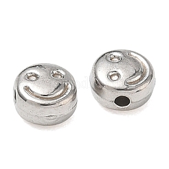 304ステンレススチールビーズ  フラットラウンドい笑顔  ステンレス鋼色  6x3.5mm  穴：1.3mm&nbsp;SA-CBA740F-21P