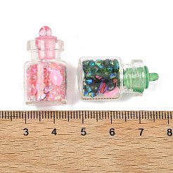 ガラスとプラスチックのペンダント  ボトルチャーム  ミックスカラー  27x15mm  穴：1.8mm&nbsp;GLAA-G129-01