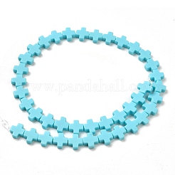 合成サンゴビーズ連売り  染め  クロス  空色  7.5~8.5x8~9x3~3.5mm  穴：1mm  約40個/連  12.5インチ〜12.7インチ（31.8~32.3cm）&nbsp;CORA-L044-A10