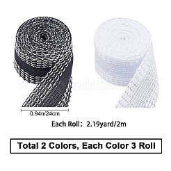 6ロール2色ポリエステルリボン  フラット  布ステッカー  ミックスカラー  1インチ（24mm）  2 m /ロール  3ロール/色&nbsp;OCOR-GF0001-37