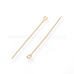 304ステンレススチールアイピン  18KGP本金メッキ  45x3mm  穴：1.8mm  ピン：0.7mm&nbsp;STAS-G205-02A-G