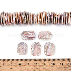 天然バロックケシパールビーズ連売り  有核真珠  長方形  プラム  15~20x11.5~13.5x1.5~7mm  穴：0.7~0.8mm  約120~123個/連  14.76~15.16インチ（37.5~38.5cm）&nbsp;PEAR-S018-05D-01