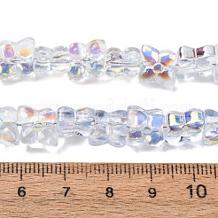 透明ガラスビーズ連売り  クローバー  ABカラーメッキ  半分メッキ  ライトブルー  13x11x5mm  穴：1mm  約65個/連  21.65''（55センチメートル）&nbsp;GL-CBAAE04-02G