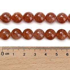 天然石サンストーンビーズ連売り  ラウンド  グレードAA  10~10.5mm  穴：0.8mm  約38個/連  15.75インチ（40cm）&nbsp;G-L631-A04-10mm