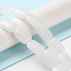 天然石ホワイトジェイドビーズ連売り  長方形  14~15x10~11x5~5.5mm  穴：1~1.2mm  約28個/連  16.02インチ（40.7cm）&nbsp;G-K357-D22-01