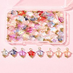 電気メッキガラスチャーム  ゴールデン真鍮パーツ  スター  ミックスカラー  14x8x4mm  穴：2.5mm&nbsp;PALLOY-FS00021