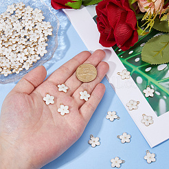 100本合金エナメルペンダント  カドミウムフリー＆ニッケルフリー＆鉛フリー  ゴールドカラー  花のチャーム  ホワイト  16x14x2.4mm  穴：1.5mm&nbsp;ENAM-DC0002-21