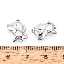304ステンレスペンダント  犬のチャーム  ステンレス鋼色  14x12x2.5mm  穴：1mm&nbsp;LS-STAS-T067-58P