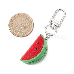 スイカ樹脂ペンダント装飾3個  バッグ装飾用の合金製回転留め金チャーム  レッド  71.5mm&nbsp;HJEW-JM02582