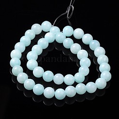 天然石イエロージェイド翡翠ビーズ連売り  ラウンド  染め  lt.turquoise  直径約10mm  穴：1mm  40個/連  16インチ&nbsp;X-JBR10mm-4