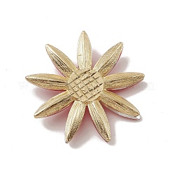 合金カボション  ガラスラインストーン付き  淡い金色  花  レッド  32x5.5mm&nbsp;GLAA-B010-02KCG-03