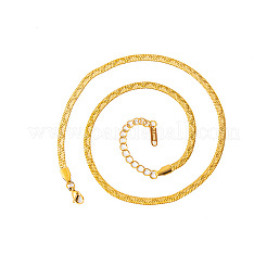 304ステンレススチールフラットスネークチェーンネックレス  18KGP本金メッキ  15.75インチ（40cm）&nbsp;WN2605-2