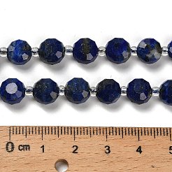 天然石ラピスラズリビーズ連売り  フラットラウンド  ファセットコインビーズ  シードビーズで  8x8x5mm  穴：0.9mm  約40~41個/連  15.43~15.55''（39.2~39.5センチメートル）&nbsp;G-B153-A06