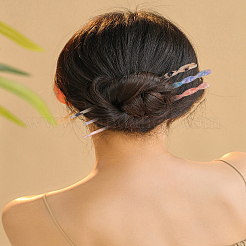 セルロースアセテート（樹脂）ヘアスティック 3色 3個  ツイストバー形状  ミックスカラー  177x10x9.5mm  1pc /カラー&nbsp;OHAR-LP0002-43