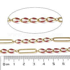 304ステンレススチールエナメルフィガロチェーン  ハンダ付け  スプールで  イオンプレーティング（ip）  18KGP本金メッキ  ファイヤーブリック  20x5x1mm&nbsp;CHS-U003-02G-12