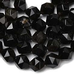 天然石ゴールデンシーンオブシディアンビーズ連売り  スターカットラウンドビーズ  多面カット  7~8x7~8x7~8mm  穴：1mm  約46~47個/連  14.72''~15''（37.4~38.1センチメートル）&nbsp;G-Z119-A10-02