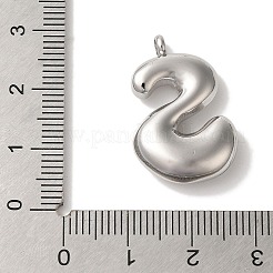変色しない304ステンレススチールペンダント  バルーンレターチャーム  ステンレス鋼色  文字S  25.5x16.5x6mm  穴：2mm&nbsp;X-STAS-M017-08P-20