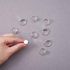 真鍮製皿付リングパーツ  鉛フリー＆カドミウムフリー  調整可能  銀  トレイ：12mm  サイズ7  17mm  50個/箱&nbsp;KK-PH0035-60S-RS