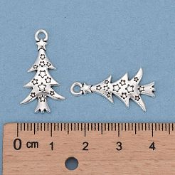 合金ペンダント  カドミウムフリー＆鉛フリー  クリスマスツリー  アンティークシルバー色  サイズ：幅さ約14mm  長さ26mm  厚さ2mm  穴：1.5mm&nbsp;PALLOY-A-1358-AS