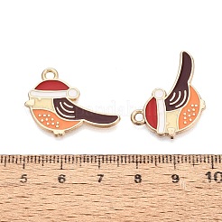 合金エナメルチャーム  鳥のチャーム  ゴールドカラー  ダークオレンジ  20.5x26x1mm  穴：2mm&nbsp;PALLOY-Q467-06G