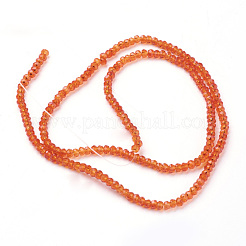 ガラスビーズ連売り  多面カット  ロンデル  レッドオレンジ  3x2mm  穴：0.5mm  約135~140個/連  32~34cm&nbsp;GLAA-F003-B01
