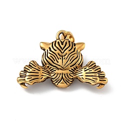 PVD真空メッキ304ステンレスペンダント  虎ヘッド  アンティーク黄金  31x44x10mm  穴：8x4mm&nbsp;STAS-E058-20AG