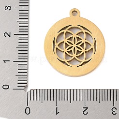 プリザーブドフラワー 304 ステンレス ラインストーン ペンダント  フラットラウンド  18KGP本金メッキ  25x21x2mm  穴：2mm&nbsp;STAS-S139-01G-01
