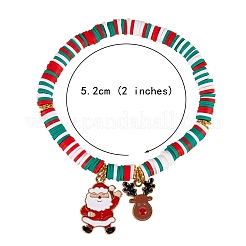 10pcs10スタイルポリマークレイヘイシビーズストレッチブレスレットセットクリスマス用  天然真珠ビーズと合金エナメルペンダント付き  ゴールドカラー  ミックスカラー  内径：2-1/8インチ（5.5cm）  1個/スタイル&nbsp;sgBJEW-JB06128