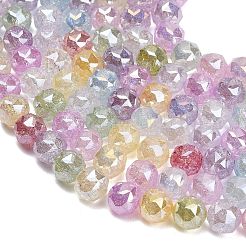透明クラックルガラスビーズ連売り  ラウンド  多面カット  ミックスカラー  9~9.5mm  穴：1.5mm  約38個/連  13.90''（35.3センチメートル）&nbsp;GL-Z001-01