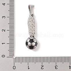 304ステンレスペンダント  エナメル  サッカーとシューズのチャーム  ステンレス鋼色  28x8.5x8.5mm  穴：3.5x6.5mm&nbsp;STAS-S001-04P