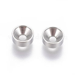 変色しにくい202ステンレススチールラインストーンカボションセッティング  ステンレス鋼色  6x2mm  穴：2mm  内径：5mm&nbsp;STAS-E464-16P