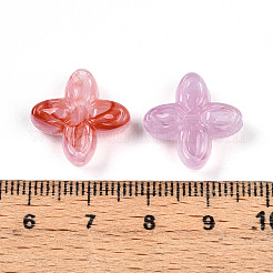透明なアクリルビーズ  四つ葉  フラミンゴ  16.8x17x5.8mm  穴：1.8mm  約714個/500g&nbsp;TACR-T028-35E