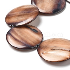 天然石シェルビーズ連売り  染め  フラットラウンド  桃パフ  29~30x3.5~4mm  穴：0.9mm  約13個/連  15.04インチ（38.2cm）&nbsp;BSHE-G029-07
