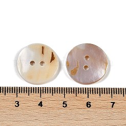 淡水シェルボタン  2穴  フラットラウンド  淡い茶色  18x2~2.5mm  穴：2mm&nbsp;SHEL-K009-04