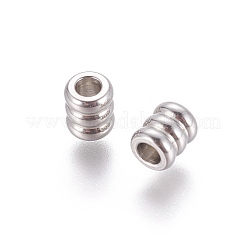 変色しない202ステンレススチールビーズ  コラム  ステンレス鋼色  5x4mm  穴：2mm&nbsp;X-STAS-F205-08P
