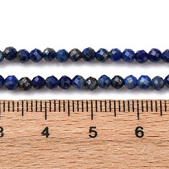 天然石ラピスラズリビーズ連売り  多面カット  ラウンド  3.25mm  穴：0.5mm  約117個/連  14.96''（38センチメートル）&nbsp;G-RM241221-B19