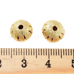 テクスチャ真鍮ビーズ  カドミウムフリー＆鉛フリー  マットゴールドカラー  フラットラウンド  9.5x6mm  穴：1.8mm&nbsp;KK-S379-02G-B