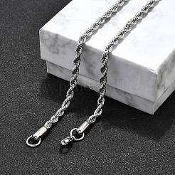 変色しない304ステンレススチールロープチェーンネックレス  カニカン付き  ステンレス鋼色  17.7インチ（45cm）  4mm&nbsp;X-NJEW-F226-03P-06