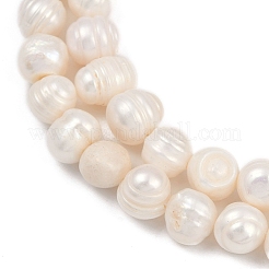 天然養殖淡水パールビーズ連売り  ポテト  グレードAB +  貝殻色  9~10mm  穴：0.7mm  約39~46個/連  13.98~15.43''（33.5~39.2センチメートル）&nbsp;PEAR-I007-07Z-08C