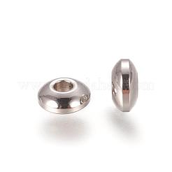 変色しにくい304ステンレススチールの滑らかなロンデルビーズ  ステンレス鋼色  6x3mm  穴：2mm&nbsp;STAS-M006-03