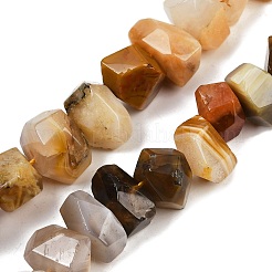 天然の黄色ボツワナアゲートビーズ連売り  多面カット  ナゲット  12~13x16~19x12~14mm  穴：0.9mm  約29~31個/連  14.37~15.28''（36.5~38.8センチメートル）&nbsp;G-F796-D01-01