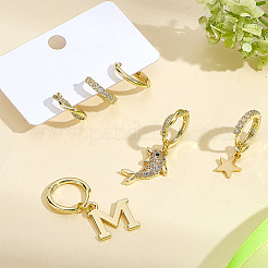 真鍮マイクロパヴェクリアキュービックジルコニアフープピアス2袋  リング  ゴールドカラー  11~12.5x12~14x2~2.5mm&nbsp;EJEW-PH0001-55