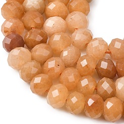 天然石レッドアベンチュリンビーズ連売り  ロンデル  多面カット  8x5.5~6mm  穴：1mm  約62個/連  15.04''（38.2センチメートル）&nbsp;G-B179-A05-6x8mm