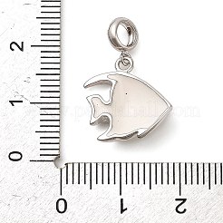 ロジウムメッキ 925 スターリングシルバー エナメル ヨーロピアン ダングル チャーム  大きな穴の魚のチャーム  プラチナ  ダークシーグリーン  22.5mm  穴：4.5mm&nbsp;STER-P062-01B-04